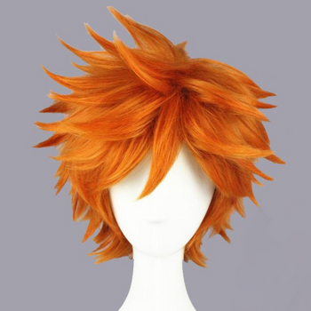Orange Curly Heat Resistant Synthetic Hair Wigs + Wig Cap