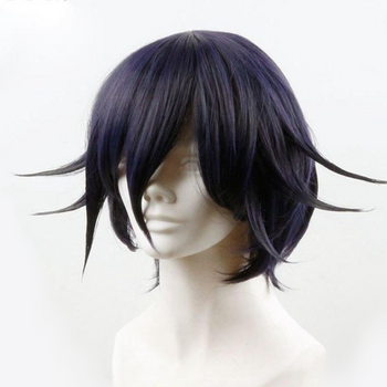 Black Purple Heat Resistant Synthetic Hair Cosplay Wig + Wig Cap