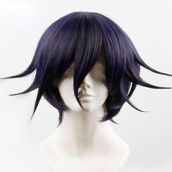 Black Purple Heat Resistant Synthetic Hair Cosplay Wig + Wig Cap