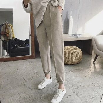 High Waist Ankle-length Trousers