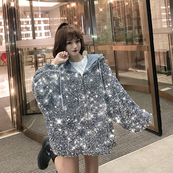 Sequinned Hooded Jacket