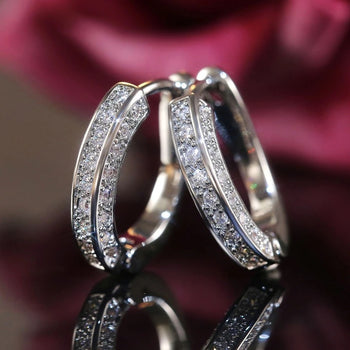 Genuine Moissanite Diamond Hoop Earrings