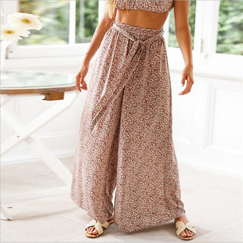 Floral High Waist Wide Leg Trousers