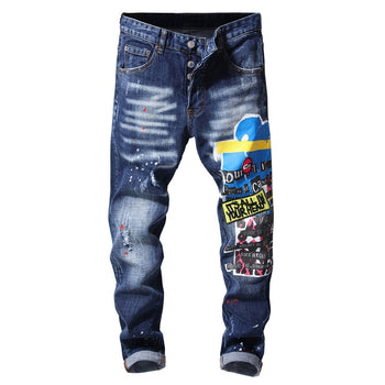 Ripped & Printed Jeans
