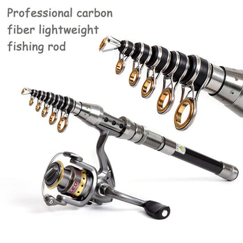 Professional Fishing Rod Carbon Fiber 1.5-2.4M Sea River Fishing Ultralight Telescopic Spinning Ring Rod