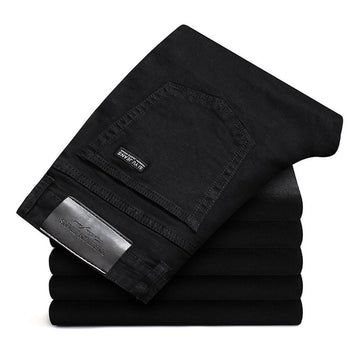Men's Classic Black Denim Trousers Business Casual