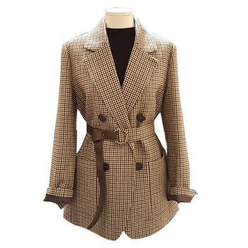 Plaid Double-breasted Blazer