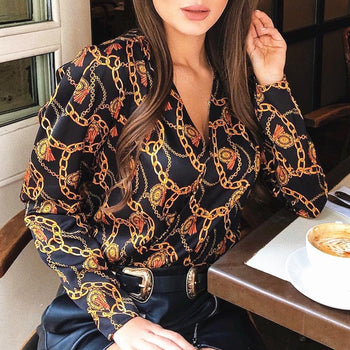 Printed V Neck Bouse